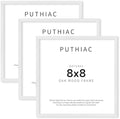 puthiac 8x8 Solid Oak Wood Picture Frames, White, 3 Pack by PUTHIAC