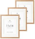 11x14 Picture Frame, 11x14 Solid Oak Frames with Mat to 8x10 by TumblerHome