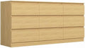 Vibe & Dine 9 Drawer Dresser, 59.1" Long Dresser for Bedroom Free Handle, Modern Wooden Chest of Drawers with Wide Storage for Living Room, Natural Wood by VibeDine