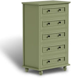 42.7'' Tall 5 Drawer Dresser for Bedroom, Vintage Green Wood Storage Chest - Image 7
