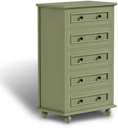42.7'' Tall 5 Drawer Dresser for Bedroom, Vintage Green Wood Storage Chest - Image 7