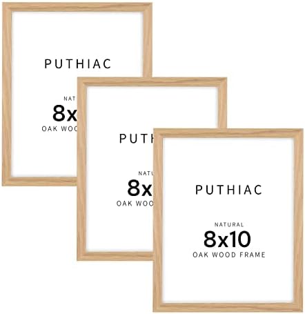 puthiac 8x10 Solid Oak Wood Picture Frames, Natural Oak, 3 Pack by PUTHIAC