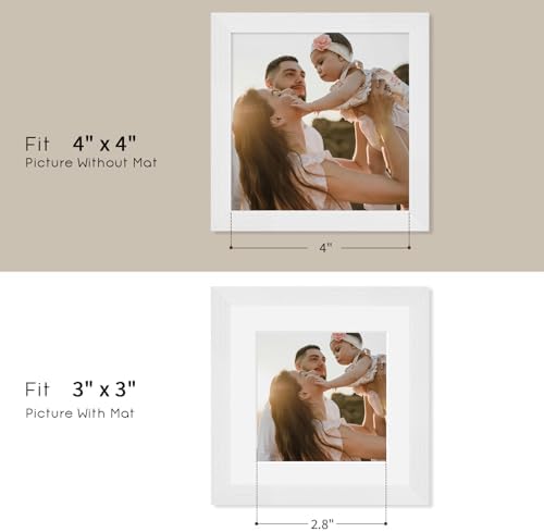 puthiac 4x4 Solid Oak Wood Picture Frames, White, 3 Pack - Image 4