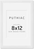 puthiac 8x12 Solid Oak Wood Picture Frame, White, 1 Pack by PUTHIAC