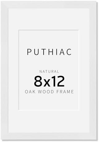 puthiac 8x12 Solid Oak Wood Picture Frame, White, 1 Pack by PUTHIAC