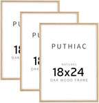 puthiac 18x24 Solid Oak Wood Picture Frames, Natural Oak, 3 Pack by PUTHIAC