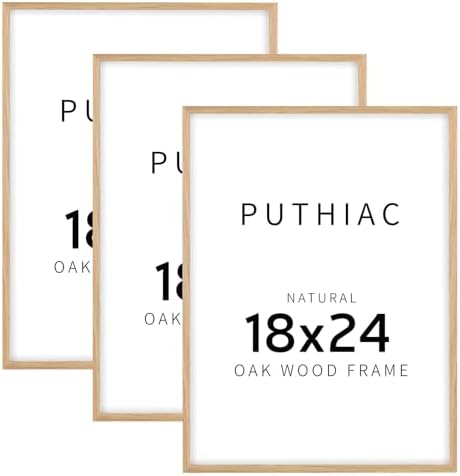 puthiac 18x24 Solid Oak Wood Picture Frames, Natural Oak, 3 Pack by PUTHIAC