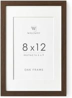 8x12 Picture Frame, Solid Oak Wood 8x12 Photo Frames with Mat to 6x9 by TumblerHome