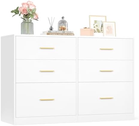 VASAGLE 6-Drawer Dresser, Chest of Drawers, 46.9 x 15.8 x 30.7 Inches by VASAGLEbySONGMICSHOME