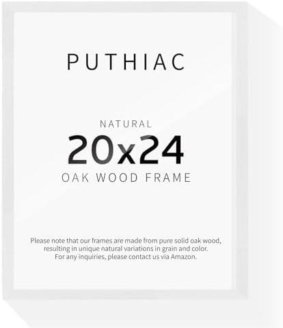 puthiac 20x24 Solid Oak Wood Picture Frame, White, 1 Pack by PUTHIAC