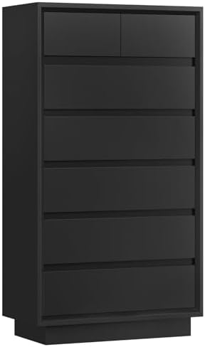 TEENFON 51.6" Tall Dresser for Bedroom, Black Dresser, 7 Drawer Dresser by TEENFON