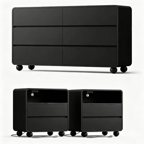 Lulive Dressers and Nightstands Set 3-Piece, Black by Lulive