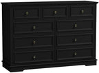51" Wide Farmhouse 9 Drawer Dresser for Bedroom, Black - Image 3
