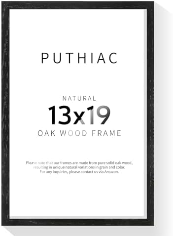 puthiac 13x19 Solid Oak Wood Picture Frame, Black, 1 Pack by PUTHIAC
