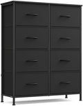 SONGMICS Dresser for Bedroom, Chest of Drawers, Steel, MDF, 8 Non-Woven Fabric Drawers, Storage Organizer Unit, Closet, Entryway, Ink Black and Ebony Black LGS124B01S by SONGMICSbySONGMICSHOME