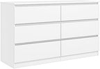 Vibe & Dine White Dresser, Modern 6 Drawer Double Dresser for Bedroom, Wood Chest of Drawers with Wide Storage for Living Room by VibeDine