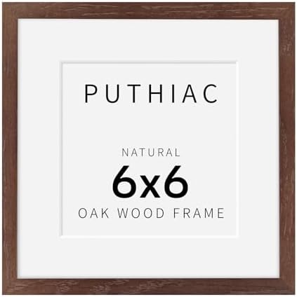 puthiac 6x6 Solid Oak Wood Picture Frame, Walnut, 1 Pack by PUTHIAC