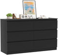VERYKE Black 6 Drawer Dresser for Bedroom,Chest of Drawers with No-Handle Design for Closet,Modern Wood Dresser Bedroom Storage Furniture by VERYKE