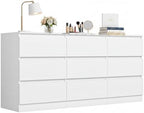 Spaco White 9 Drawer Dresser for Bedroom,Modern Long Dresser with Deep Drawer,Large Storage Chest of Drawer,Wood Bedroom Storage Organizer Furniture Drawers for Living Room by SpacoHomeFuniture