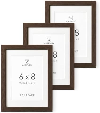 6x8 Picture Frame, Solid Oak Wood 6x8 Photo Frames with Mat to 5x7 by TumblerHome