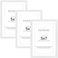 puthiac 5x7 Solid Oak Wood Picture Frames, White, 3 Pack by PUTHIAC