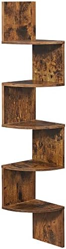 VASAGLE Corner Shelf Wall Mount, 5-Tier Floating Corner Bookshelf by VASAGLEbySONGMICSHOME