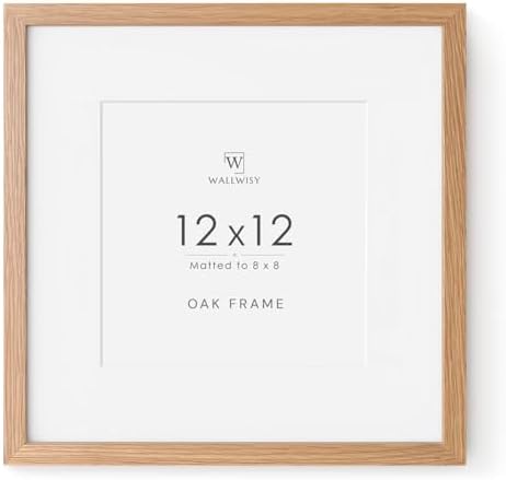 12x12 Wood Frame, Solid Oak 12x12 Picture Frames with Mat to 8x8 by TumblerHome