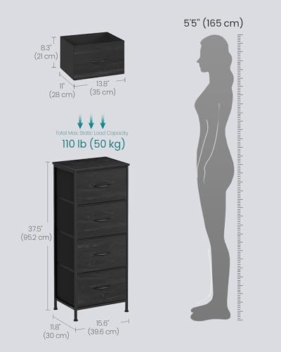 SONGMICS Dresser for Bedroom, Tall Dresser with 4 Fabric Drawers - Image 2