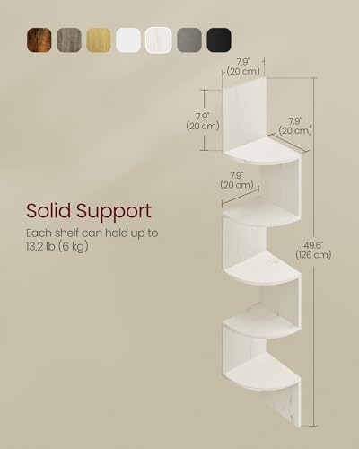 VASAGLE Corner Shelf Wall Mount, 5-Tier Floating Corner Bookshelf - Image 3