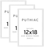 puthiac 12x18 Solid Oak Wood Picture Frames, White, 3 Pack by PUTHIAC