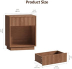 Fluted Nightstands Set of 2, Mid Century Bedside End Side Table - Image 2