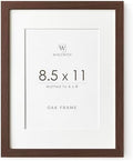 8.5x11 Picture Frame, Solid Oak Wood 8.5 by 11 Frame with Mat to 6x8 by TumblerHome