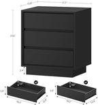 TEENFON Nightstands Set of 2, Night Stand with 3 Drawers, Nightstand Side Table with Cut-Out Handle, Bedside End Table for Bedroom, Black, 17.7″ L × 15.7″ W × 23.6″ H - Image 3