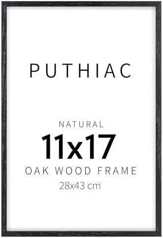 puthiac 11x17 Solid Oak Wood Picture Frame, Black, 1 Pack by PUTHIAC