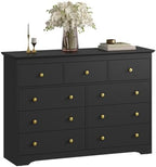 Black Dresser for Bedroom, 9 Drawer Dresser with Large Drawers, 55 Inch Wide Wood Chest for Living Room, Hallway - Image 7