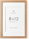 8x12 Picture Frame, Solid Oak Wood 8x12 Frames with Mat to 6x9 by TumblerHome