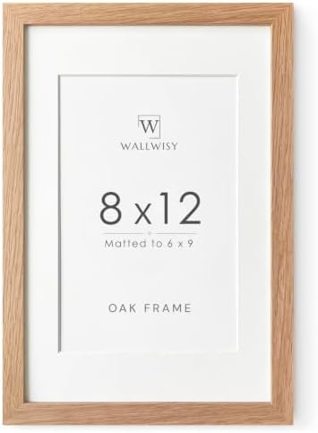 8x12 Picture Frame, Solid Oak Wood 8x12 Frames with Mat to 6x9 by TumblerHome