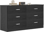 Bigbiglife Wood Dresser for Bedroom, 6 Drawer Double Dresser, Modern Chest of Drawers with Deep Drawers, Large Storage Organizer for Living Room, Closet (Black) - Image 4