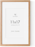 11x17 Picture Frame, Solid Oak Wood 11x17 Poster Frame with Mat to 8x12 by TumblerHome
