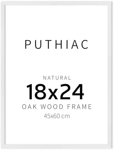 puthiac 18x24 Solid Oak Wood Picture Frame, White, 1 Pack by PUTHIAC