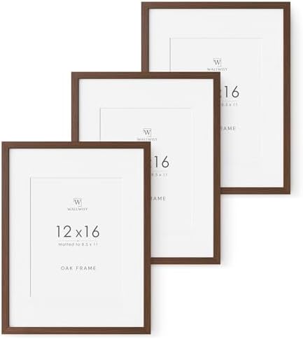 12x16 Picture Frame, Solid Oak Wood 12x16 Frames with Mat to 8.5x11 by TumblerHome