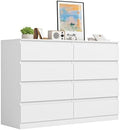 VERYKE White 8 Drawer Dresser for Bedroom,Chest of Drawers with No-Handle Design for Closet,Modern Wood Dresser Bedroom Storage Furniture by VERYKE