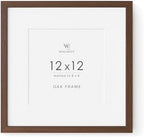12x12 Wood Frame, Solid Oak 12x12 Picture Frames with Mat to 8x8 by TumblerHome