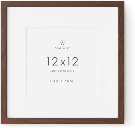 12x12 Wood Frame, Solid Oak 12x12 Picture Frames with Mat to 8x8 by TumblerHome