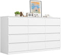 VERYKE White 12 Drawer Dresser for Bedroom,Chest of Drawers with No-Handle Design for Closet,Modern Wood Dresser Bedroom Storage Furniture by VERYKE