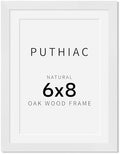 puthiac 6x8 Solid Oak Wood Picture Frame, White, 1 Pack by PUTHIAC