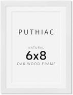puthiac 6x8 Solid Oak Wood Picture Frame, White, 1 Pack by PUTHIAC