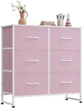 WLIVE Pink Fabric Dresser for Bedroom, 6 Drawer Dressers, Chest of Drawers by WLIVE