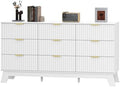 HUANLEGO Fluted Dresser for Bedroom with 9 Drawers, White by HUANLEGO