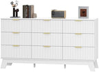 HUANLEGO Fluted Dresser for Bedroom with 9 Drawers, White by HUANLEGO